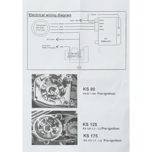 Zündung mit Polrad Kokusan elektronisch 6v / 12v Zündapp KS80, KS125, KS175/ Kreidler Florett 80